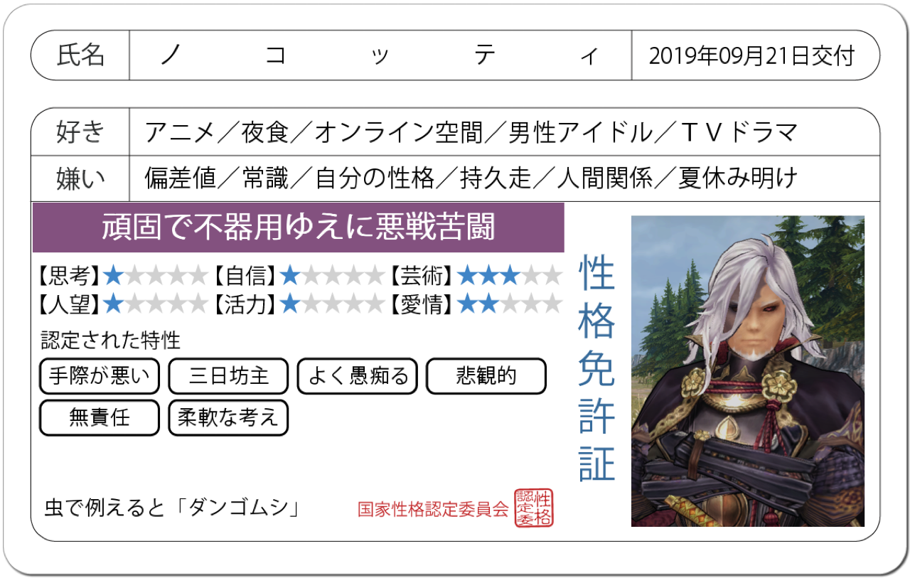 性格免許証取得 Caravan Stories キャラバンストーリーズ マスターズサイト